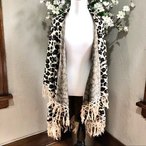 NWT lèRumi Fringe Cardigan - LEOPARD PRINT+, OS